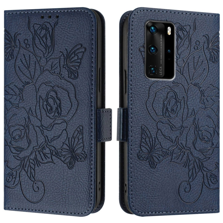 For Huawei P40 Pro Embossed Rose RFID Anti-theft Leather Phone Case