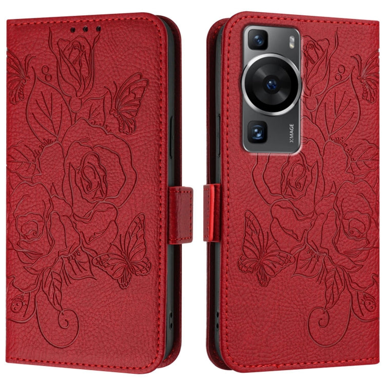 For Huawei P60 / P60 Pro Embossed Rose RFID Anti-theft Leather Phone Case
