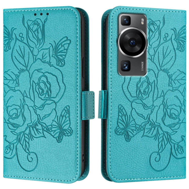 For Huawei P60 / P60 Pro Embossed Rose RFID Anti-theft Leather Phone Case