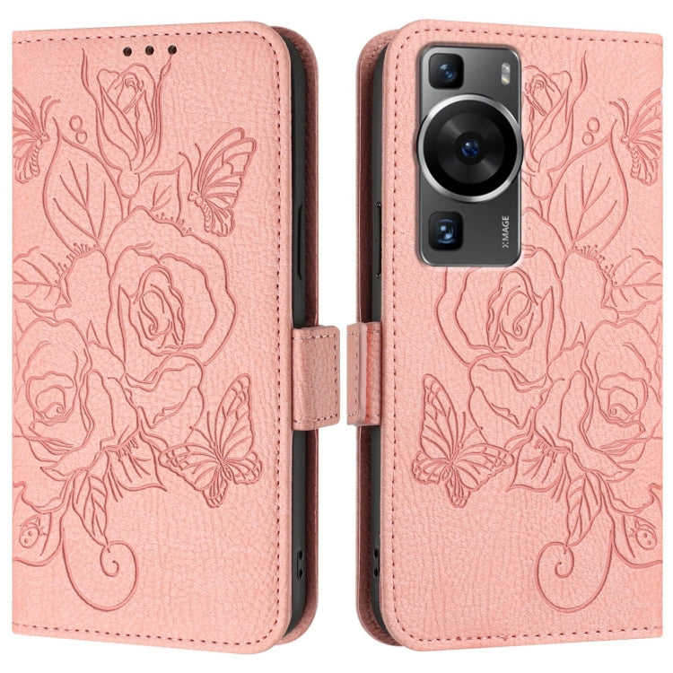 For Huawei P60 / P60 Pro Embossed Rose RFID Anti-theft Leather Phone Case