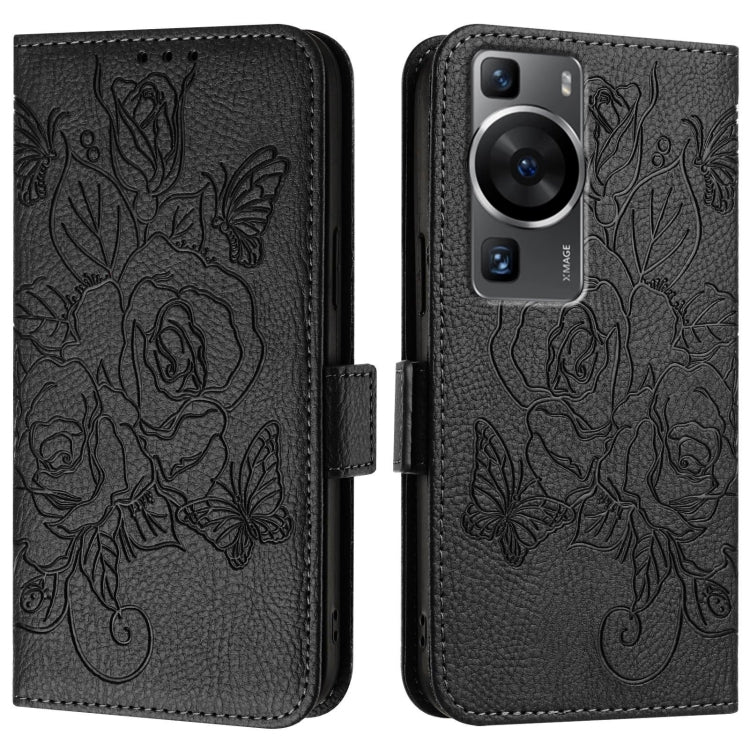 For Huawei P60 / P60 Pro Embossed Rose RFID Anti-theft Leather Phone Case