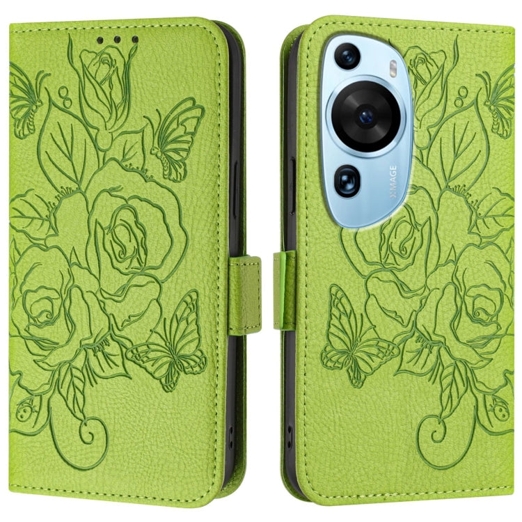 For Huawei P60 Art Embossed Rose RFID Anti-theft Leather Phone Case