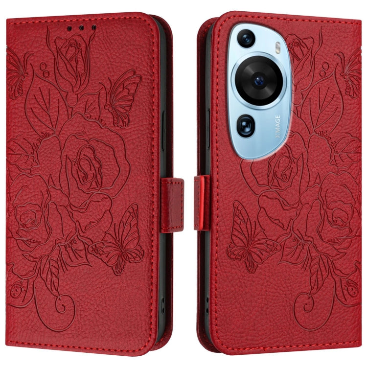 For Huawei P60 Art Embossed Rose RFID Anti-theft Leather Phone Case
