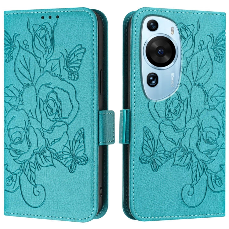 For Huawei P60 Art Embossed Rose RFID Anti-theft Leather Phone Case