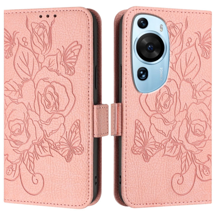 For Huawei P60 Art Embossed Rose RFID Anti-theft Leather Phone Case
