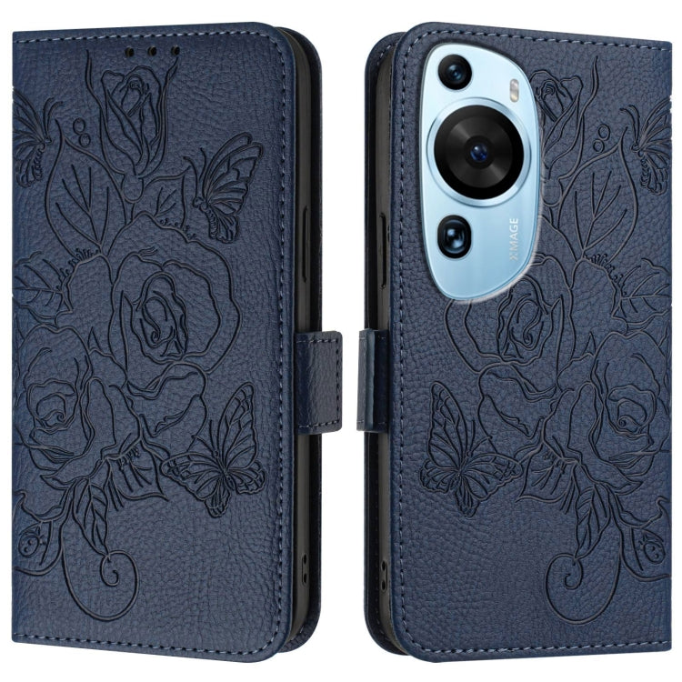 For Huawei P60 Art Embossed Rose RFID Anti-theft Leather Phone Case