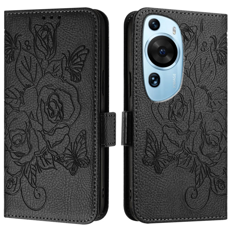 For Huawei P60 Art Embossed Rose RFID Anti-theft Leather Phone Case