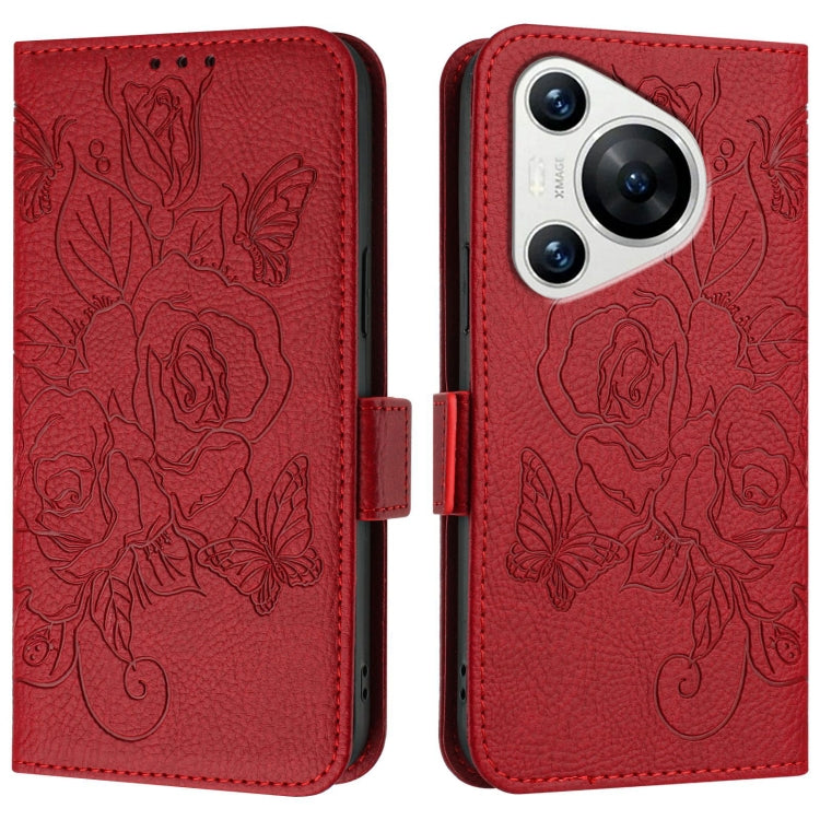 For Huawei Pura 70 Embossed Rose RFID Anti-theft Leather Phone Case