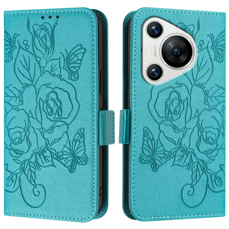 For Huawei Pura 70 Embossed Rose RFID Anti-theft Leather Phone Case
