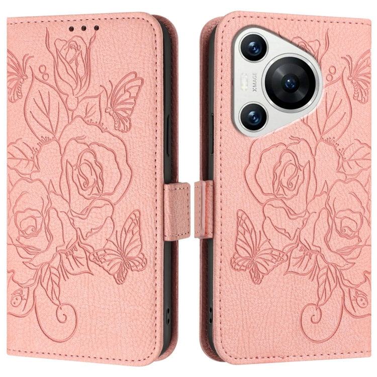 For Huawei Pura 70 Embossed Rose RFID Anti-theft Leather Phone Case