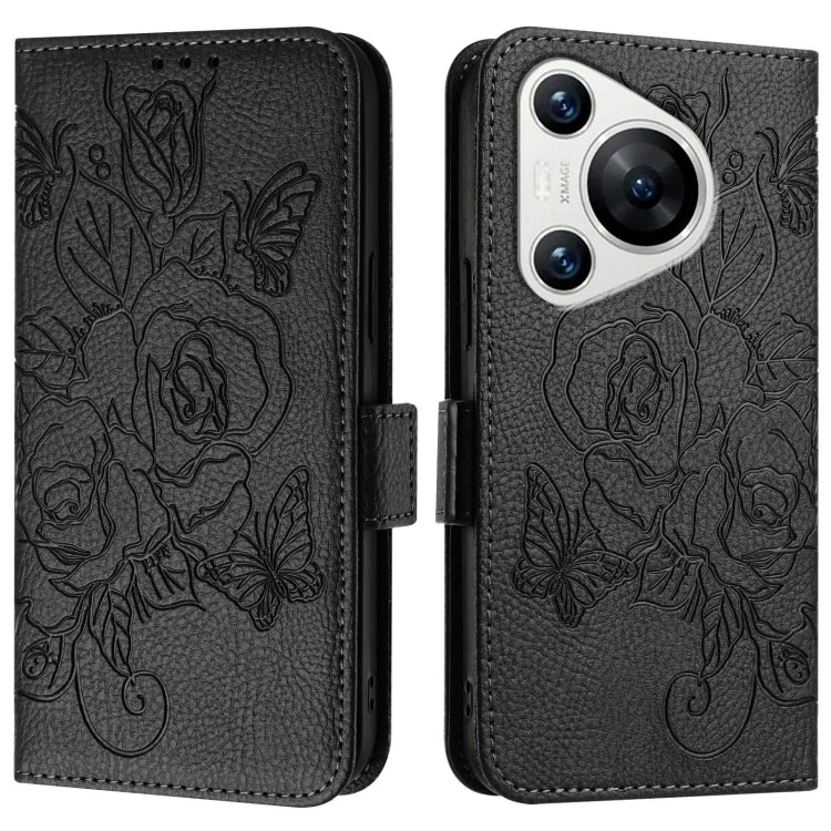 For Huawei Pura 70 Embossed Rose RFID Anti-theft Leather Phone Case