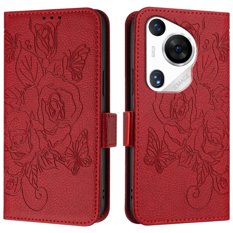 For Huawei Pura 70 Pro Embossed Rose RFID Anti-theft Leather Phone Case
