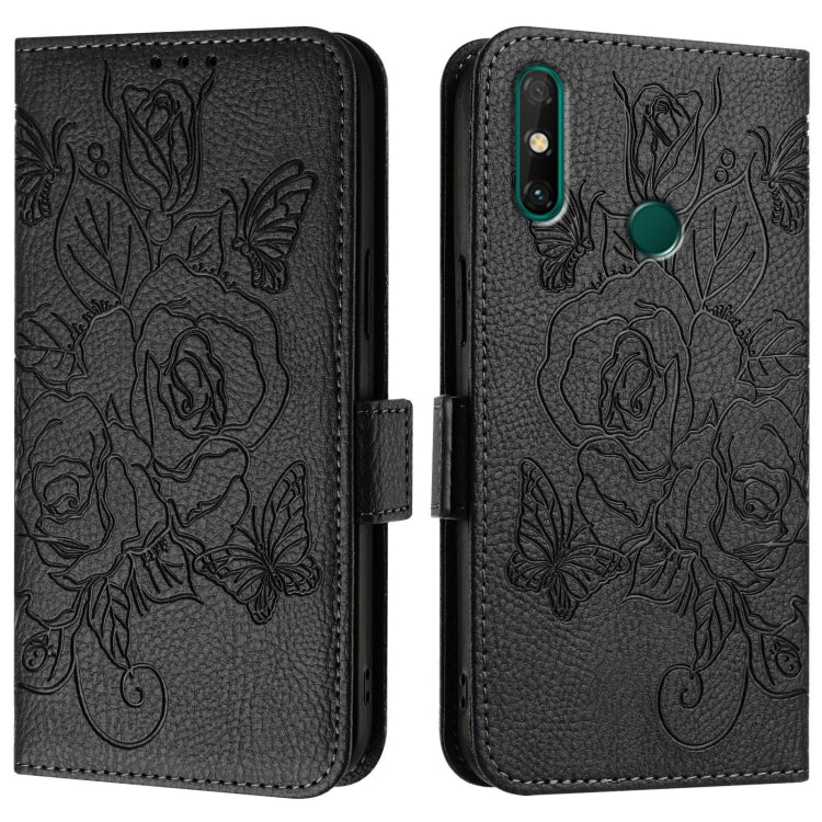 For Huawei P Smart 2021 4G Embossed Rose RFID Anti-theft Leather Phone Case
