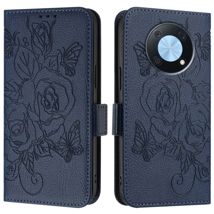 For Huawei Enjoy 50 Pro 4G / nova Y90 Embossed Rose RFID Anti-theft Leather Phone Case