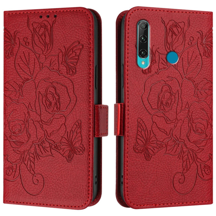 For Huawei Enjoy 9s 4G / P Smart 2019 Embossed Rose RFID Anti-theft Leather Phone Case