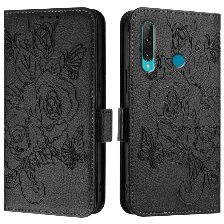 For Huawei Enjoy 9s 4G / P Smart 2019 Embossed Rose RFID Anti-theft Leather Phone Case