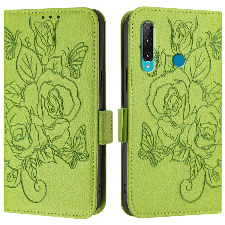 For Huawei P Smart+ 2019 Embossed Rose RFID Anti-theft Leather Phone Case