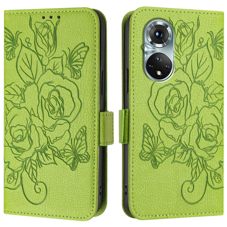 For Huawei nova 9 Embossed Rose RFID Anti-theft Leather Phone Case