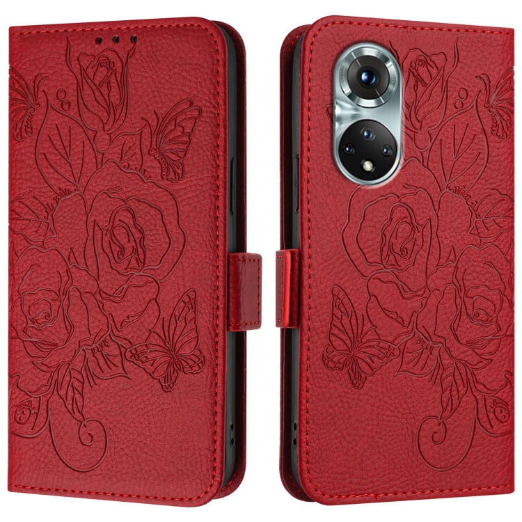 For Huawei nova 9 Embossed Rose RFID Anti-theft Leather Phone Case