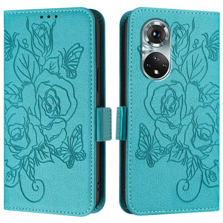 For Huawei nova 9 Embossed Rose RFID Anti-theft Leather Phone Case