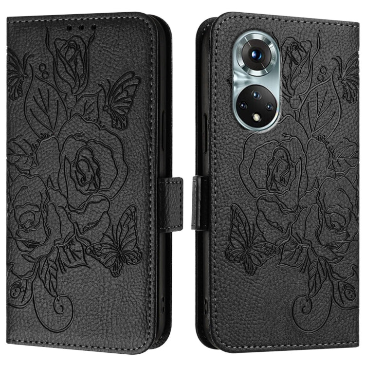 For Huawei nova 9 Embossed Rose RFID Anti-theft Leather Phone Case