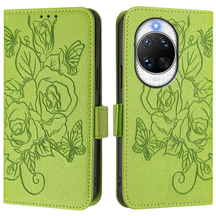 For Huawei nova 14 Pro 5G Embossed Rose RFID Anti-theft Leather Phone Case