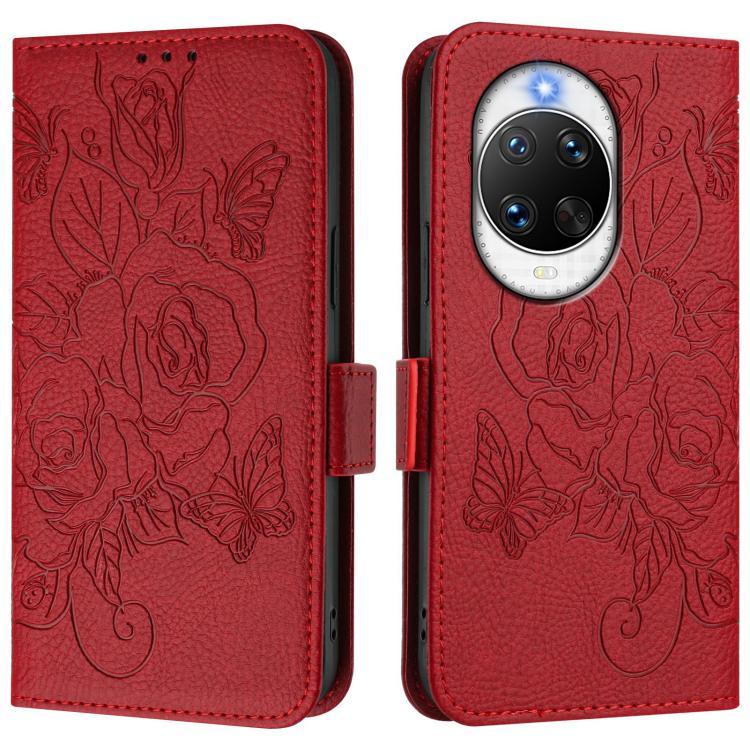 For Huawei nova 14 Pro 5G Embossed Rose RFID Anti-theft Leather Phone Case