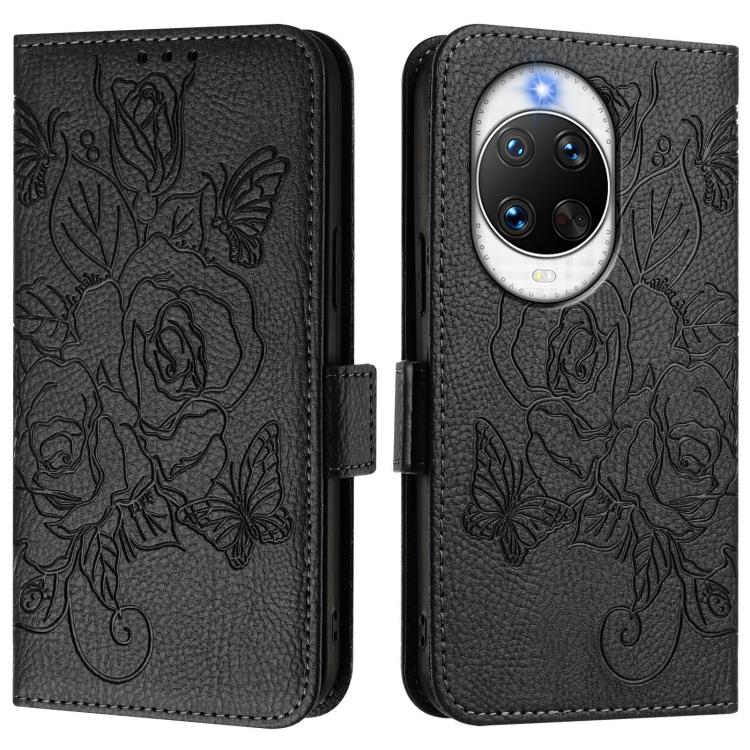 For Huawei nova 14 Pro 5G Embossed Rose RFID Anti-theft Leather Phone Case