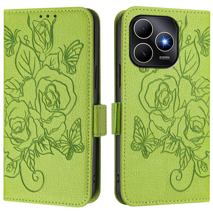 For Huawei Enjoy 80s Embossed Rose RFID Anti-theft Leather Phone Case