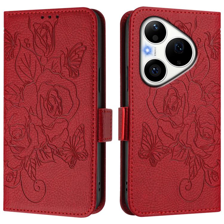 For Huawei Pura 90 Pro Embossed Rose RFID Anti-theft Leather Phone Case