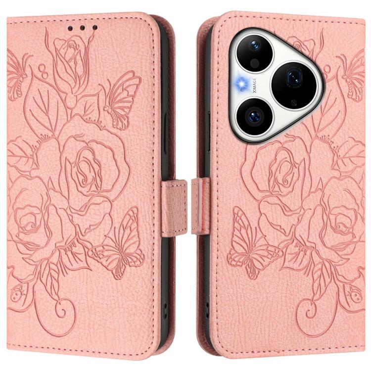 For Huawei Pura 90 Pro Embossed Rose RFID Anti-theft Leather Phone Case
