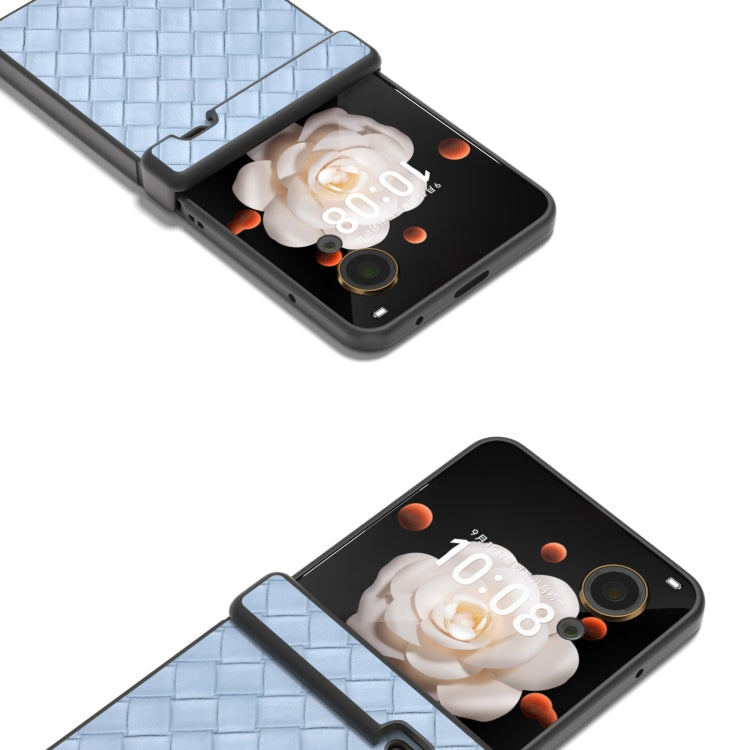 For Honor Magic V Flip Three Parts Black Frame Woven Texture PU Phone Case