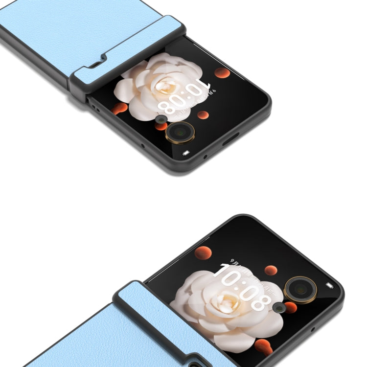 For Honor Magic V Flip ABEEL Three Parts Genuine Leather Wave Black Edge Phone Case