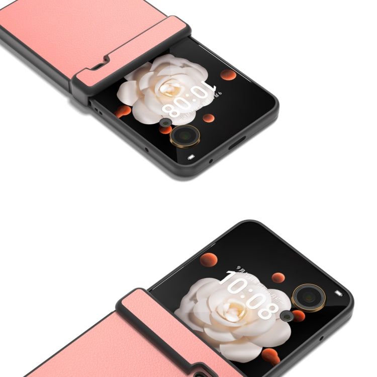 For Honor Magic V Flip ABEEL Three Parts Genuine Leather Wave Black Edge Phone Case