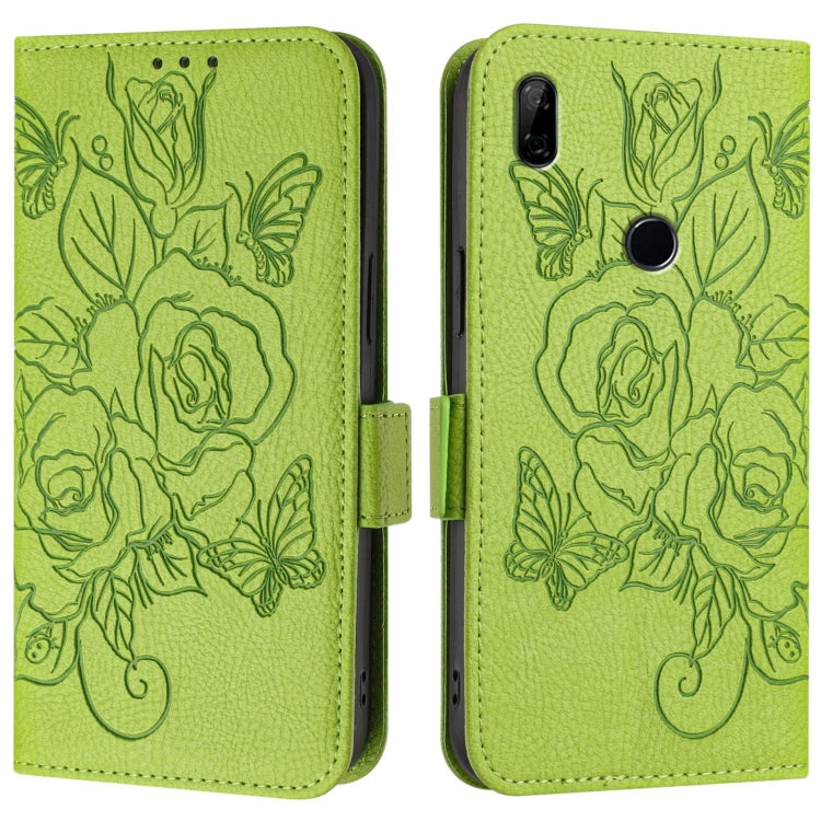 For Honor 9X 4G / Huawei P Smart Z Embossed Rose RFID Anti-theft Leather Phone Case