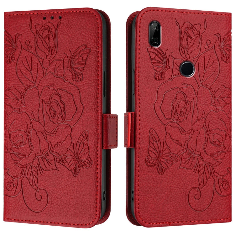 For Honor 9X 4G / Huawei P Smart Z Embossed Rose RFID Anti-theft Leather Phone Case