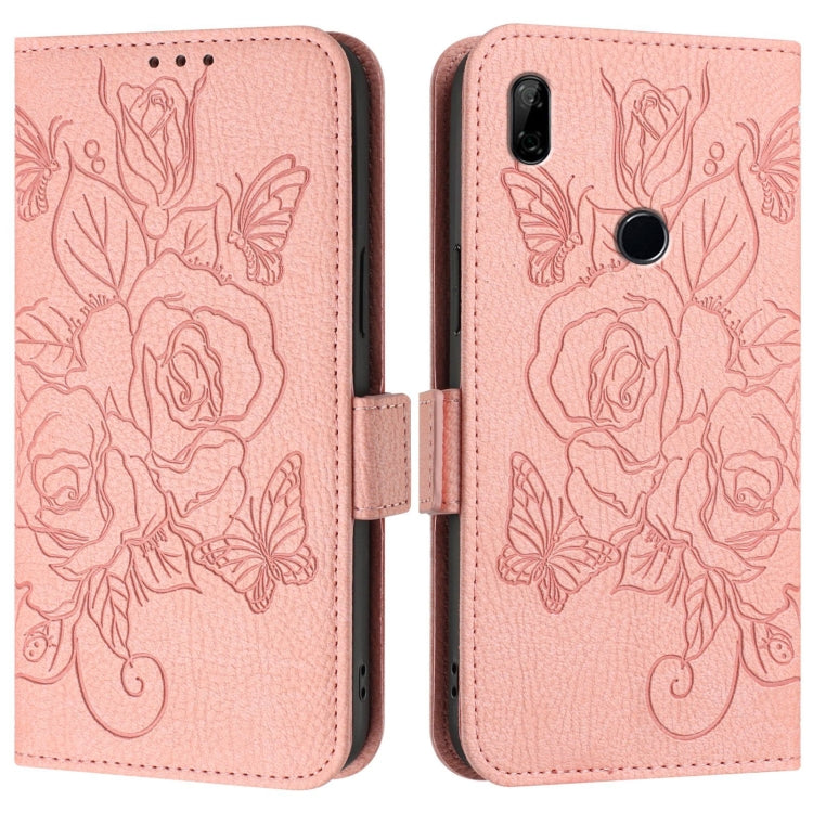 For Honor 9X 4G / Huawei P Smart Z Embossed Rose RFID Anti-theft Leather Phone Case
