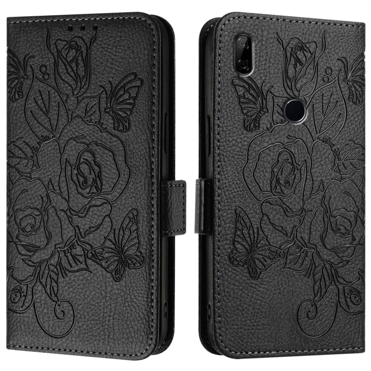 For Honor 9X 4G / Huawei P Smart Z Embossed Rose RFID Anti-theft Leather Phone Case