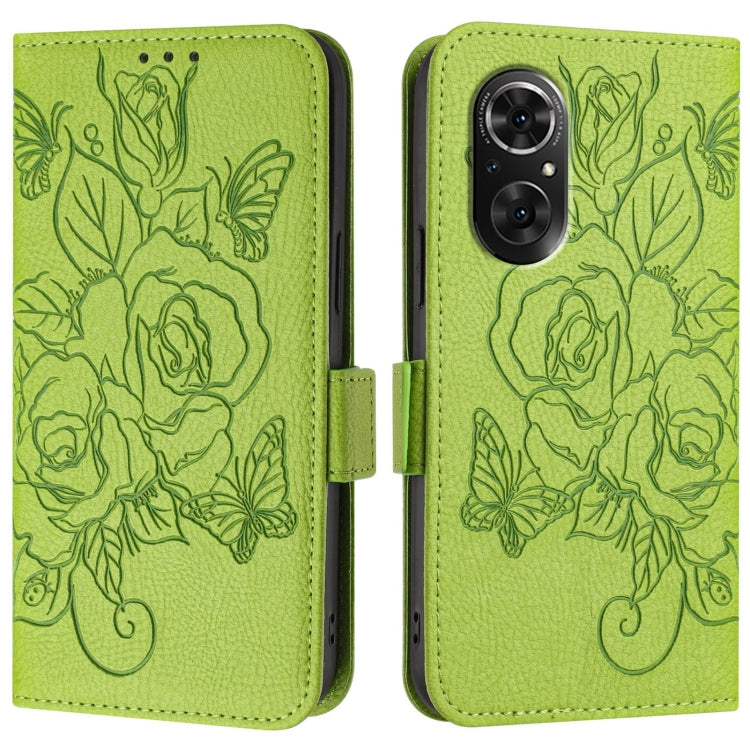 For Honor 50 SE / Huawei nova 9 SE Embossed Rose RFID Anti-theft Leather Phone Case