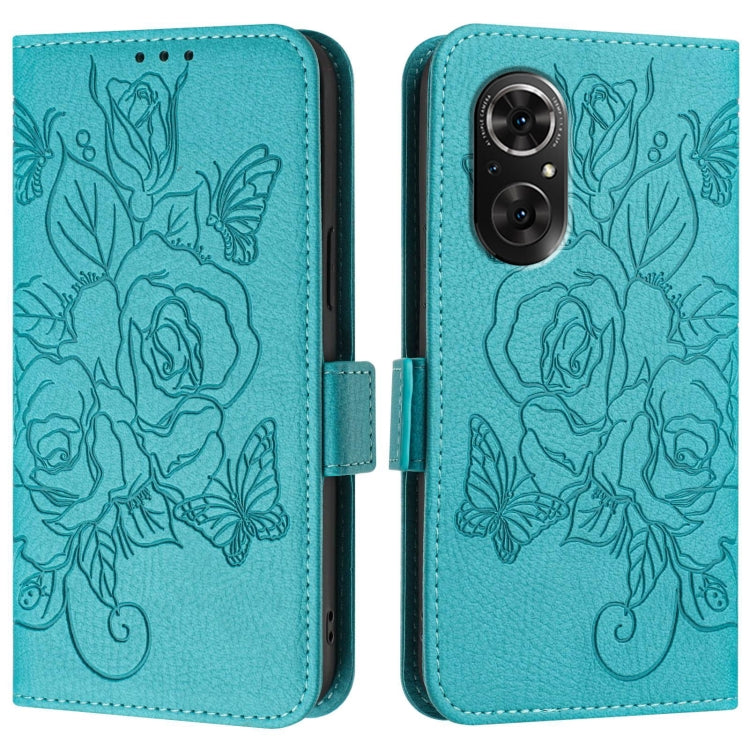 For Honor 50 SE / Huawei nova 9 SE Embossed Rose RFID Anti-theft Leather Phone Case
