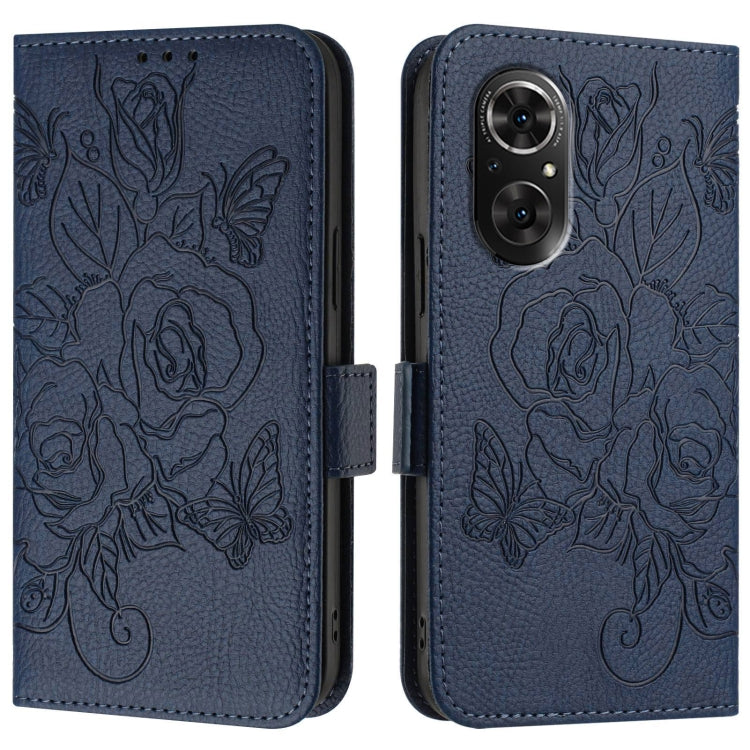 For Honor 50 SE / Huawei nova 9 SE Embossed Rose RFID Anti-theft Leather Phone Case