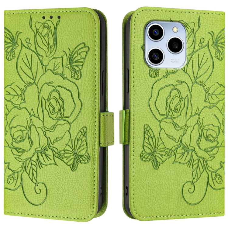 For Honor 60 SE 5G Embossed Rose RFID Anti-theft Leather Phone Case