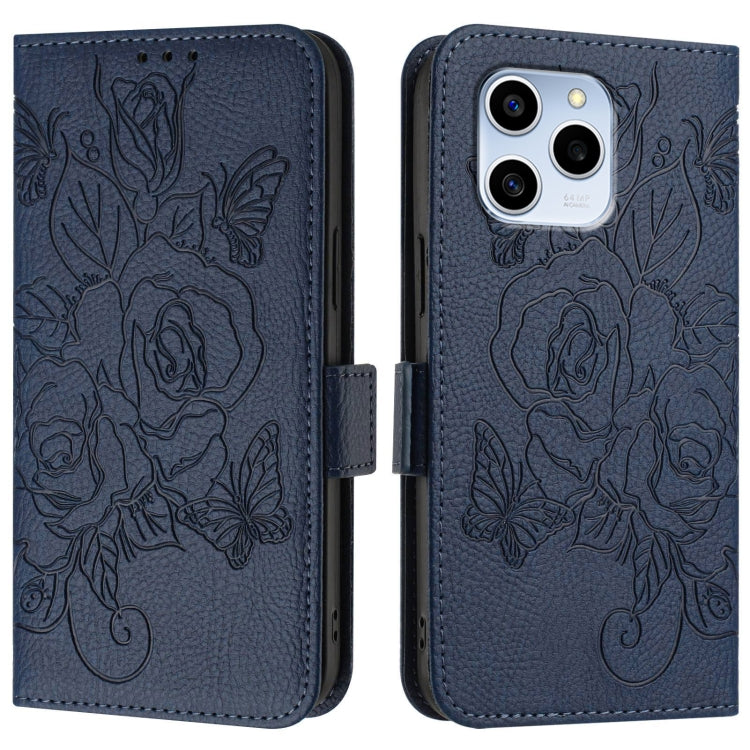 For Honor 60 SE 5G Embossed Rose RFID Anti-theft Leather Phone Case