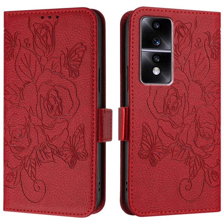 For Honor 80 GT 5G Embossed Rose RFID Anti-theft Leather Phone Case