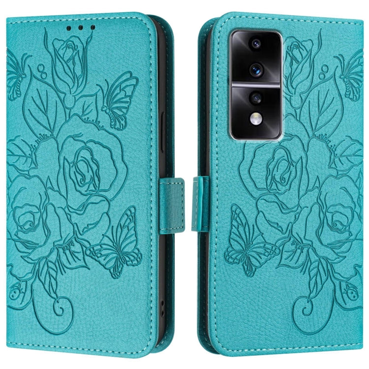 For Honor 80 GT 5G Embossed Rose RFID Anti-theft Leather Phone Case
