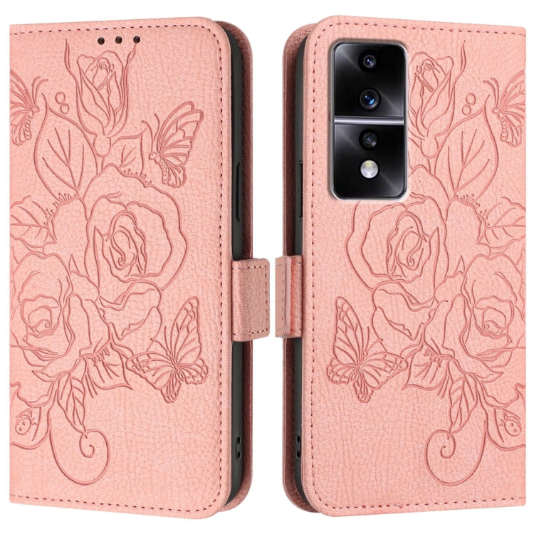 For Honor 80 GT 5G Embossed Rose RFID Anti-theft Leather Phone Case