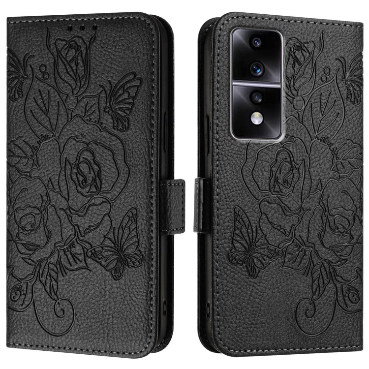 For Honor 80 GT 5G Embossed Rose RFID Anti-theft Leather Phone Case