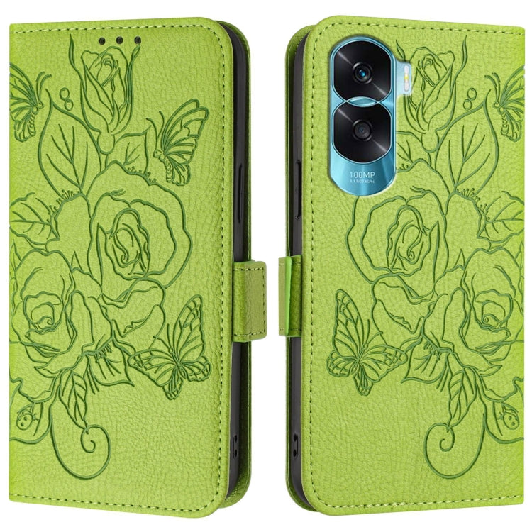 For Honor 90 Lite 5G / X50i 5G Embossed Rose RFID Anti-theft Leather Phone Case
