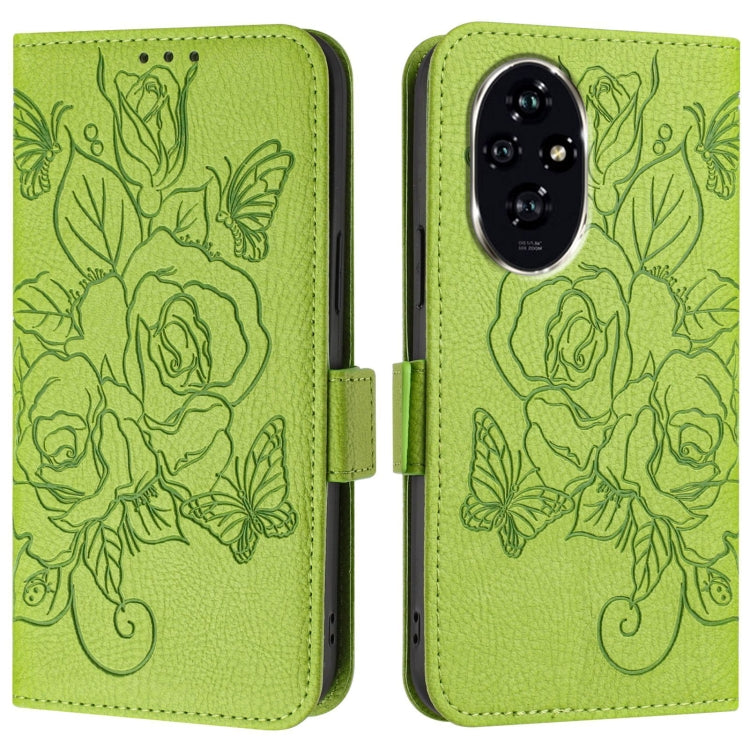 For Honor 200 Embossed Rose RFID Anti-theft Leather Phone Case