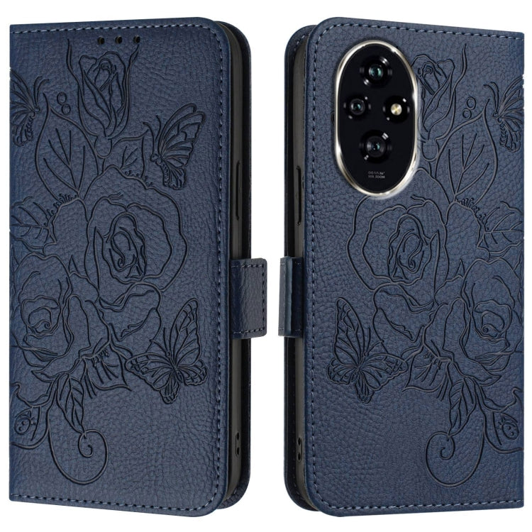 For Honor 200 Embossed Rose RFID Anti-theft Leather Phone Case